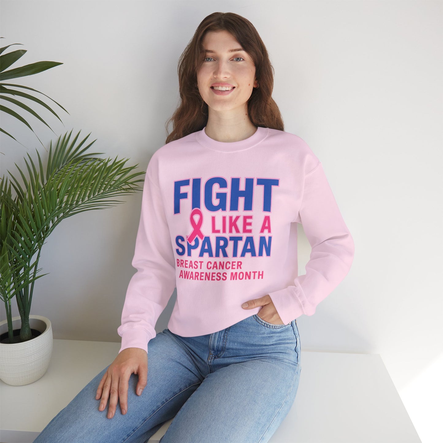 Fight Like A Spartan Breast Cancer Awareness Gildan Sweatshirt