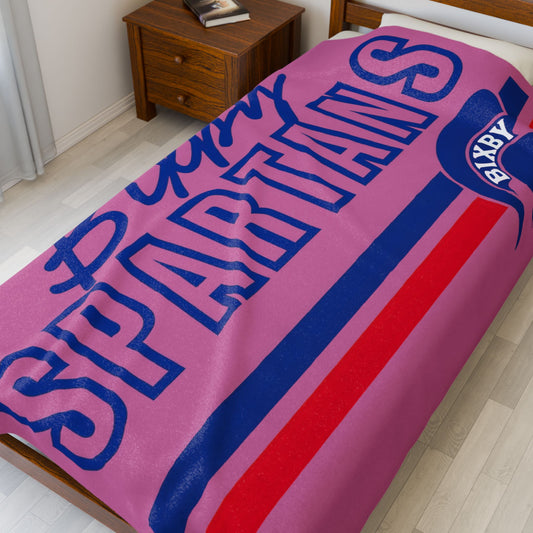 Bixby Spartans Pink Velveteen Plush Blanket