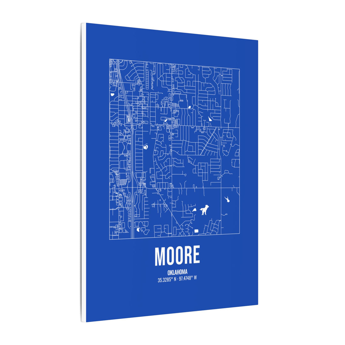 Moore Street Map Canvas, White on Royal Blue