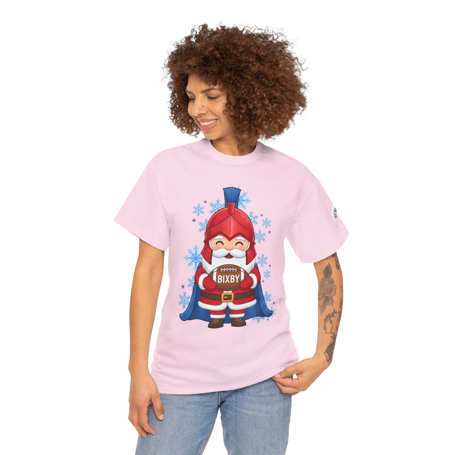 Spartan Football Santa Gildan Tee With Sleeve Print