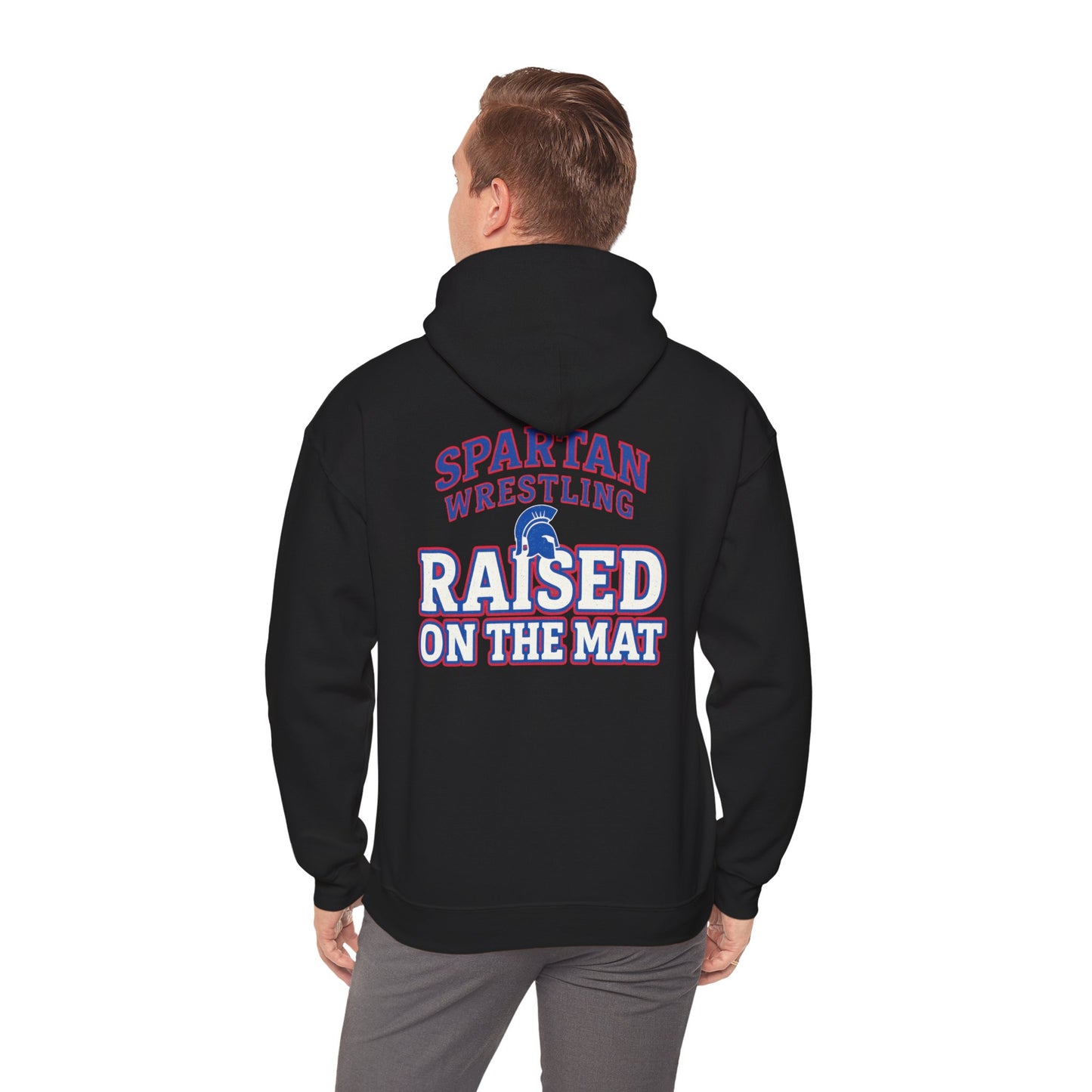 Raised On The Mat Spartan Wrestling Gildan Hoodie