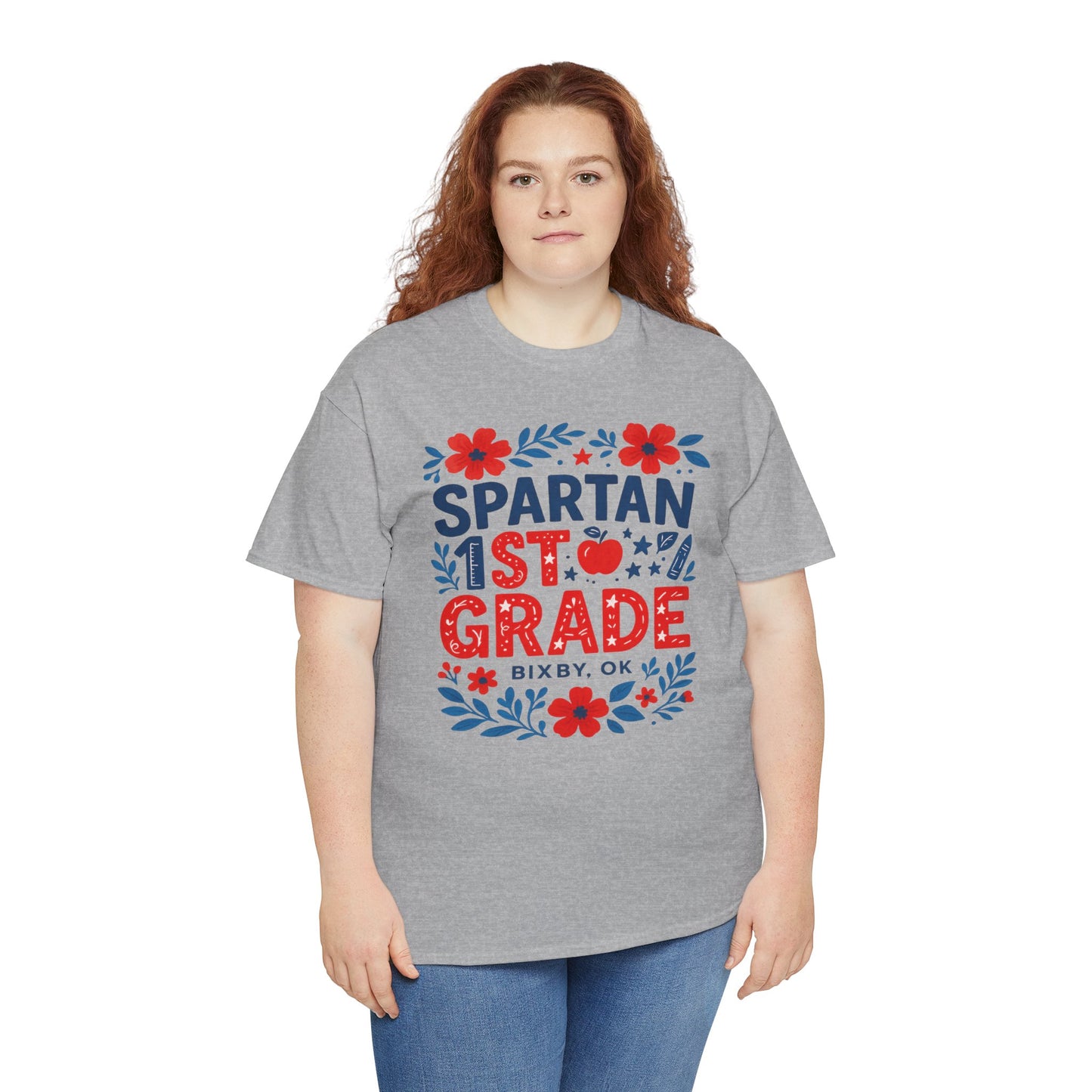 Floral First Grade Spartan Gildan Tee