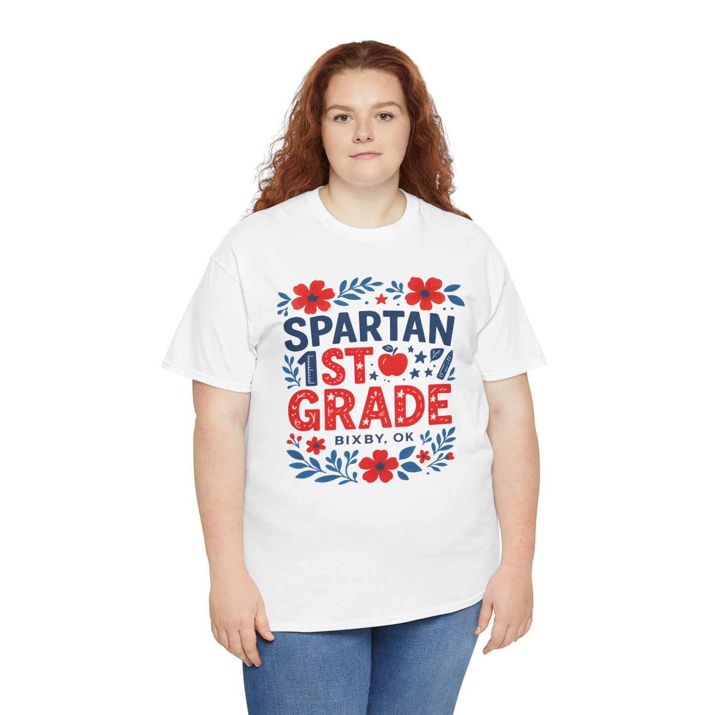 Floral First Grade Spartan Gildan Tee