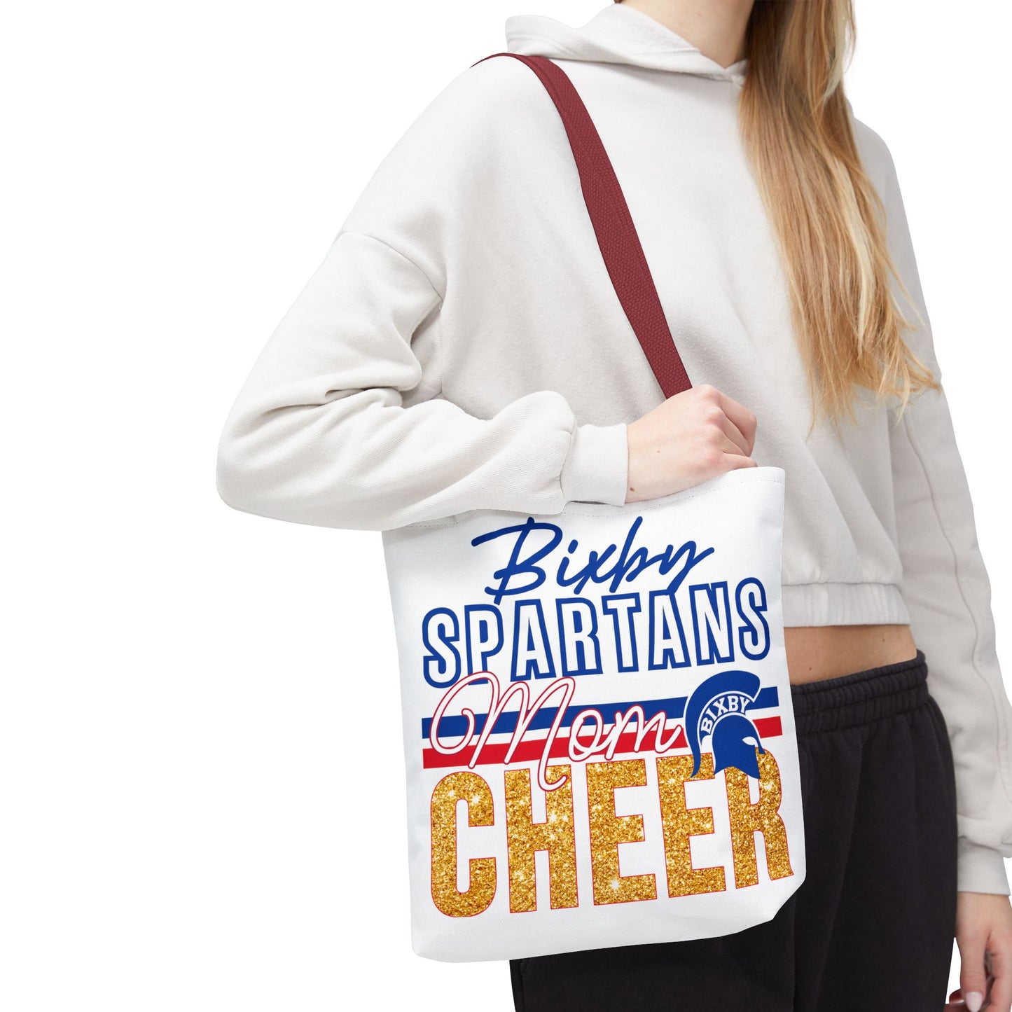 Bixby Spartans Cheer Mom Polyester Tote Bag