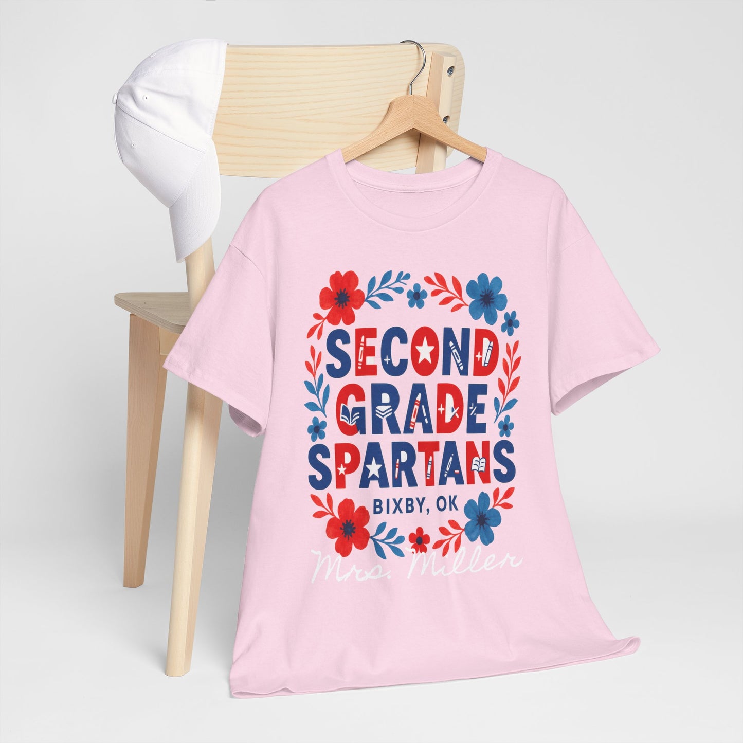 Floral Second Grade Spartan Gildan Tee