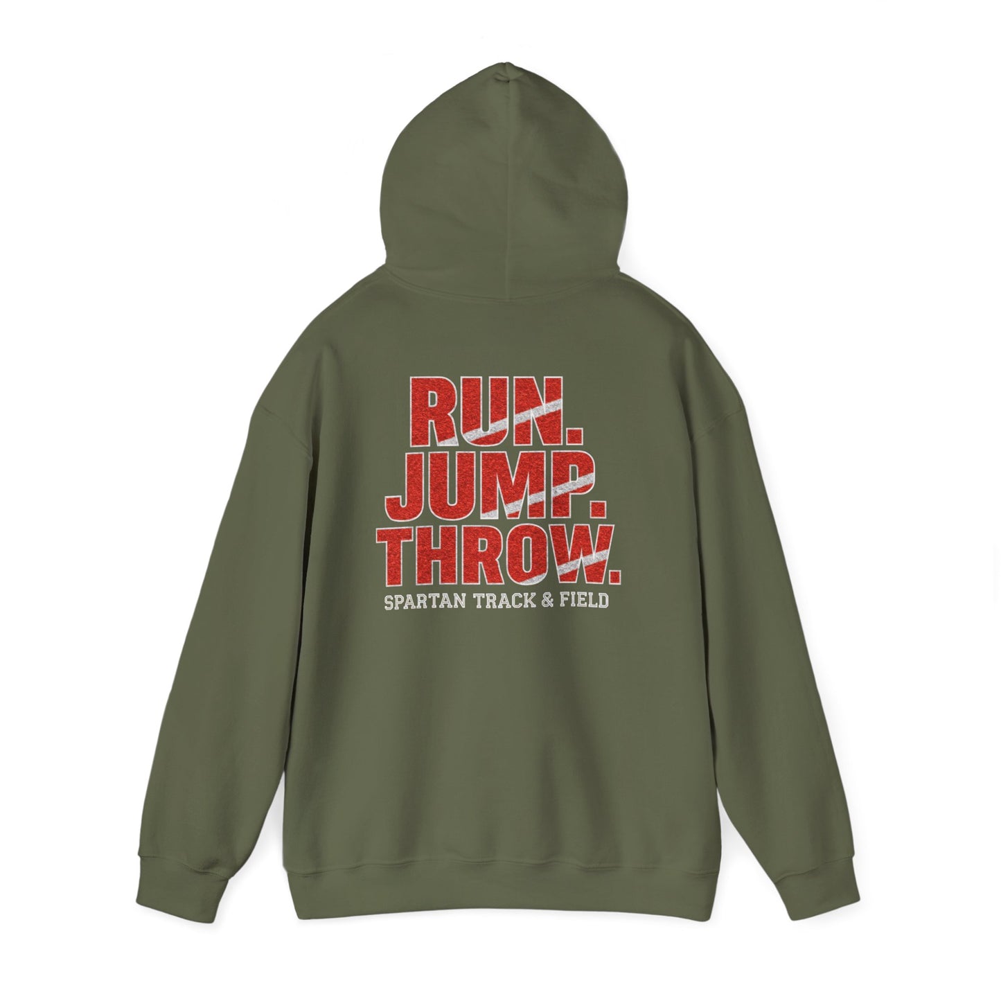 Run. Jump. Throw. Spartan Track Gildan Hoodie