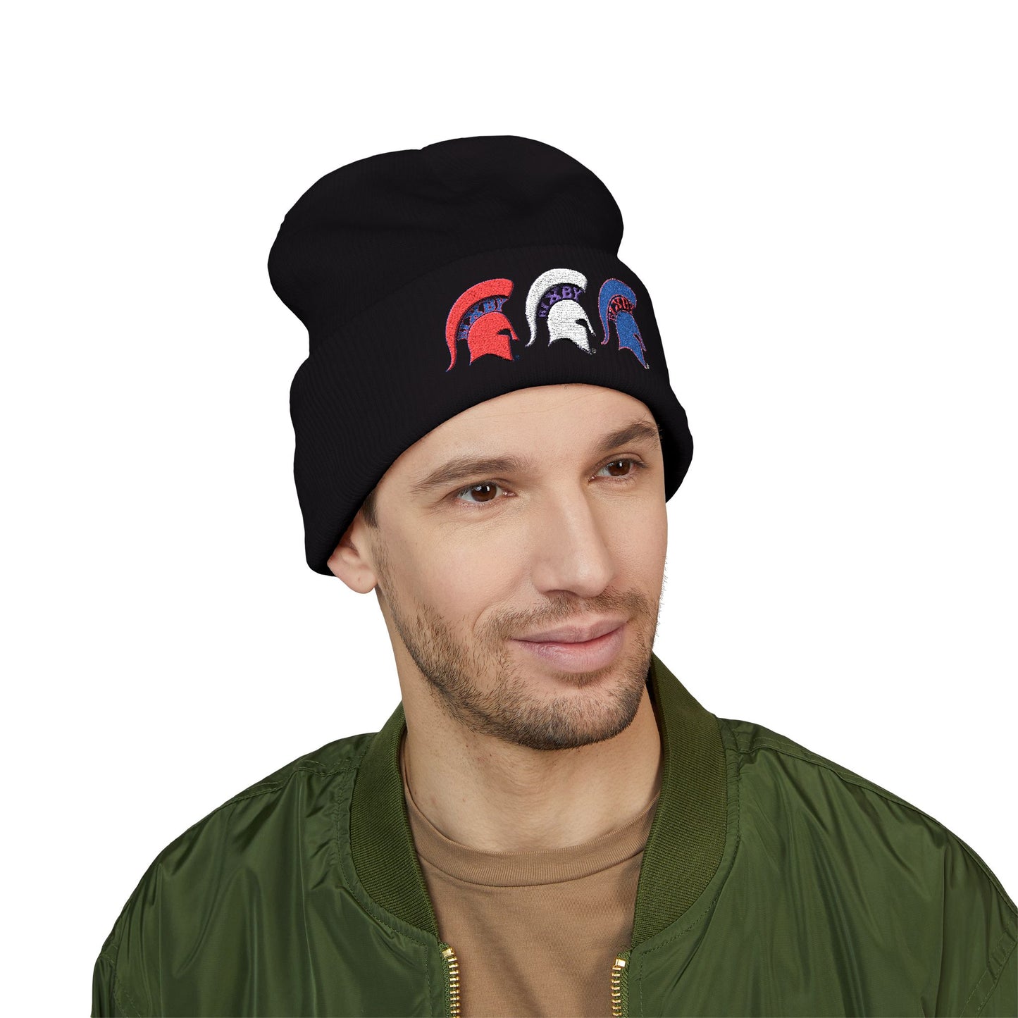 Bixby Spartan Red, White and Blue Embroidered Cuffed Beanie