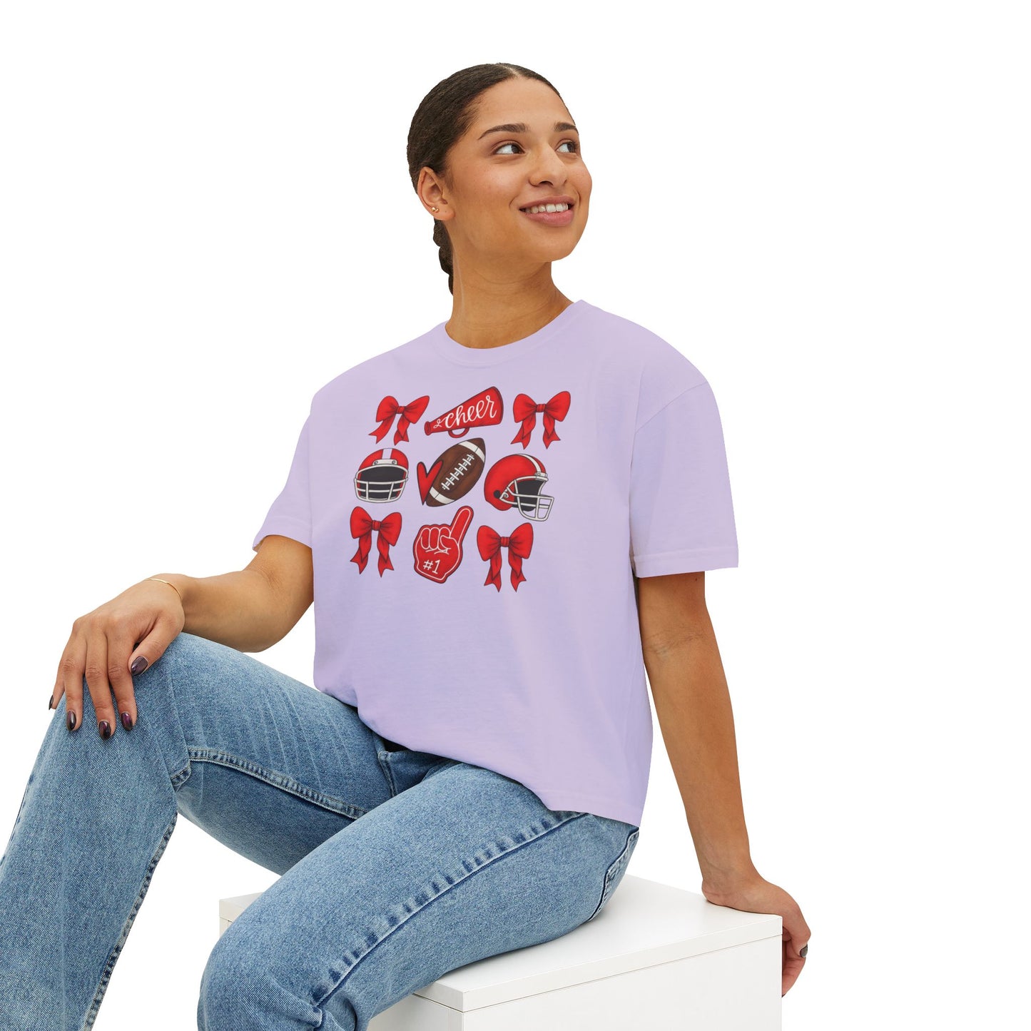 Spartan Red Cheer & Football Comfort Colors Boxy Tee