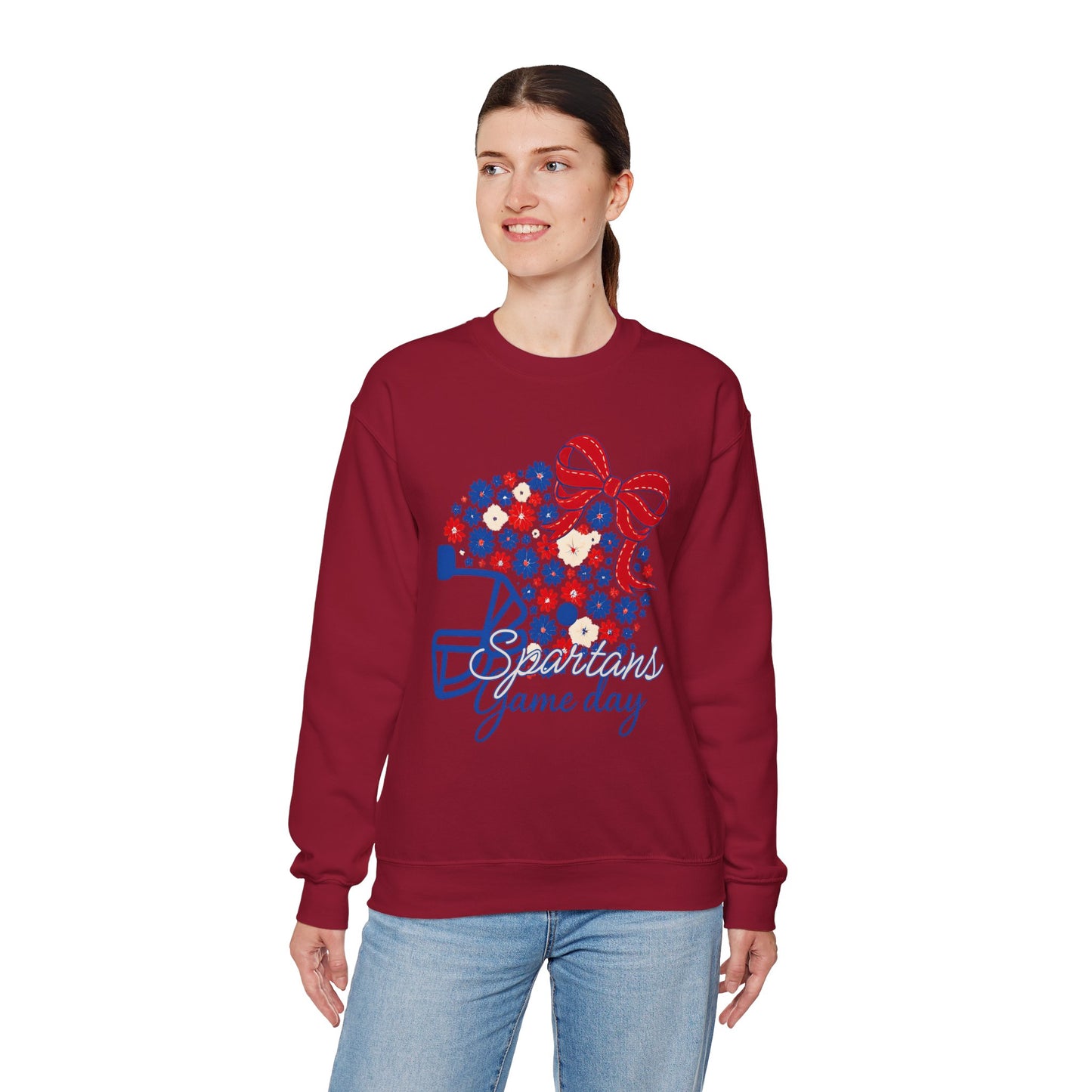 Bixby Spartan Floral Helmet Gameday Gildan Sweatshirt