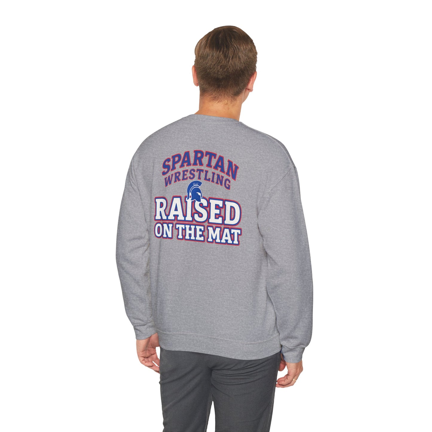 Raised On The Mat Spartan Wrestling Gildan Sweatshirt
