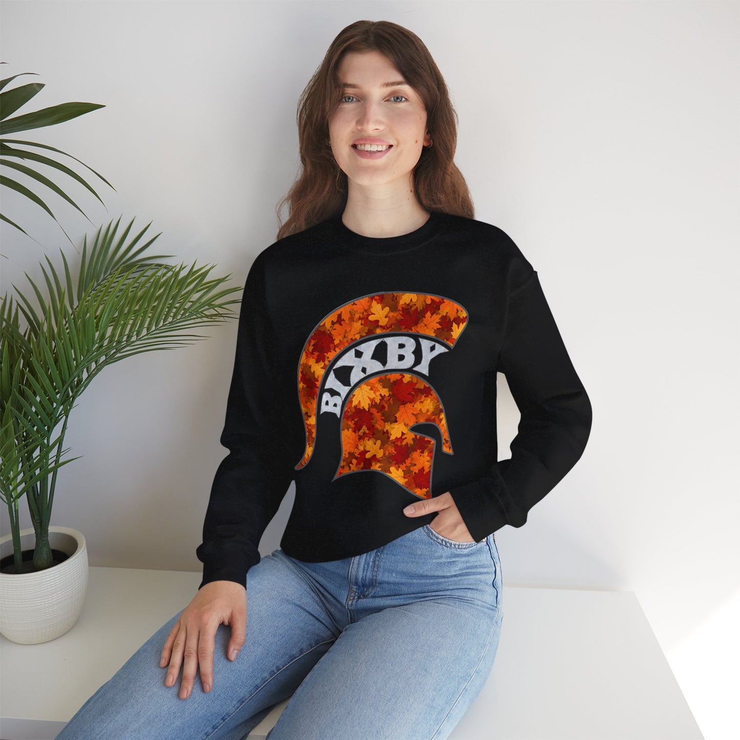 Bixby Spartan Fall Helmet Gildan Sweatshirt