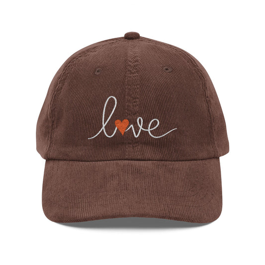 Love Script Embroidered Cap | Corduroy Baseball Hat