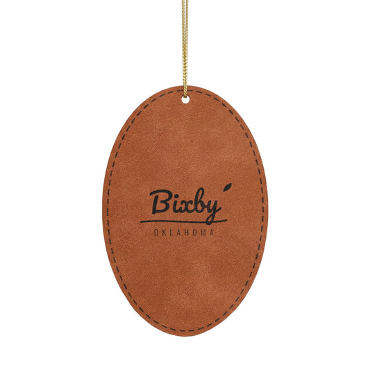 Bixby Garden Script Engraved Leatherette Ornament