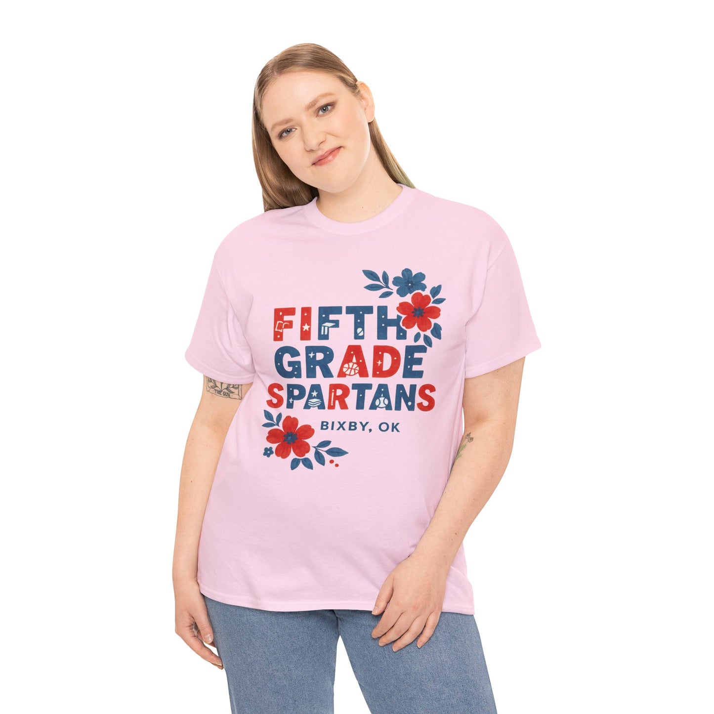 Floral Fifth Grade Spartan Gildan Tee