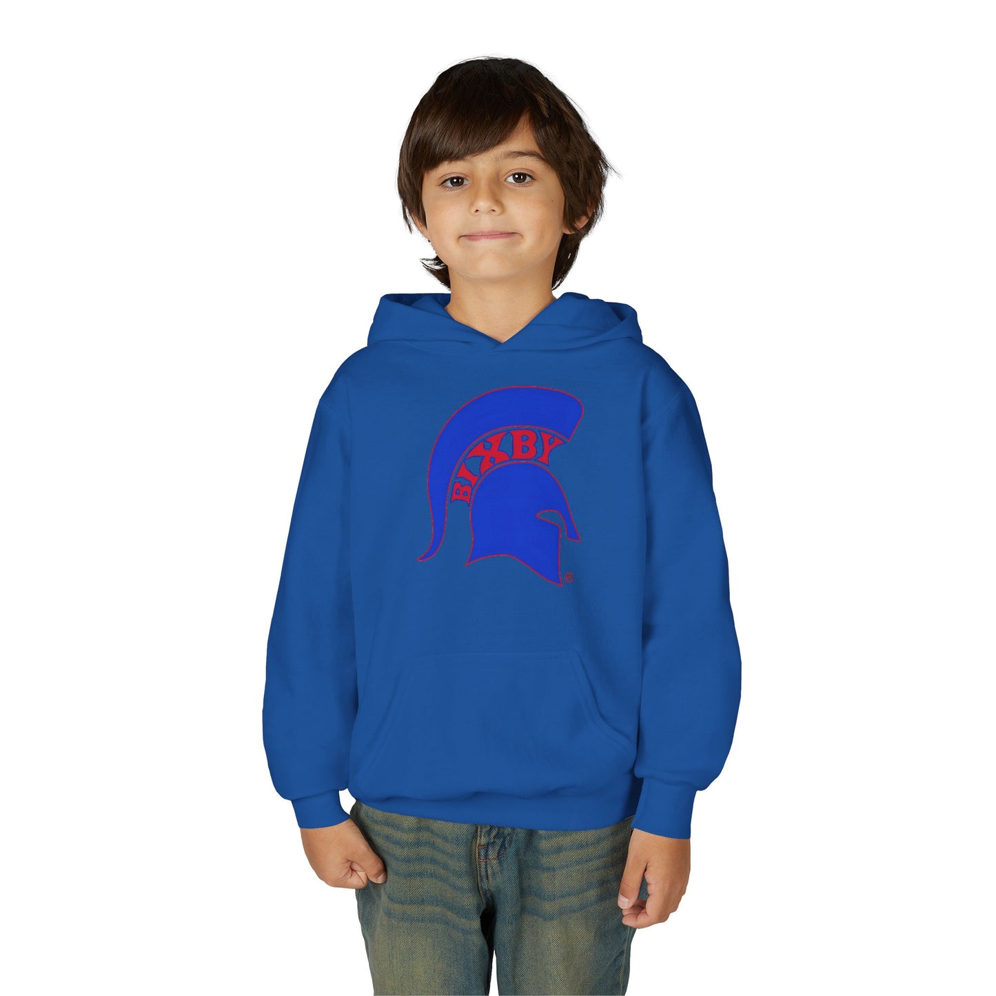 Spartan Blue Logo Youth Gildan Hoodie