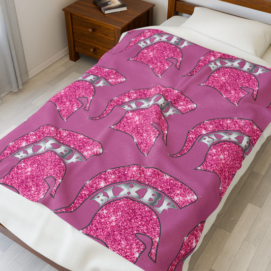 Spartan Pink Bling Logo Velveteen Plush Blanket