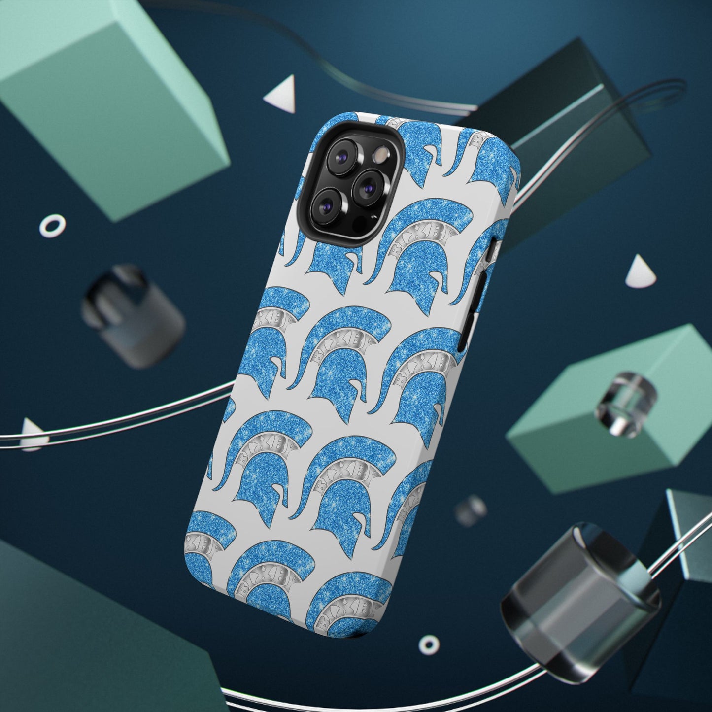 Bixby Spartan Blue Bling Logo Impact Resistant iPhone Case