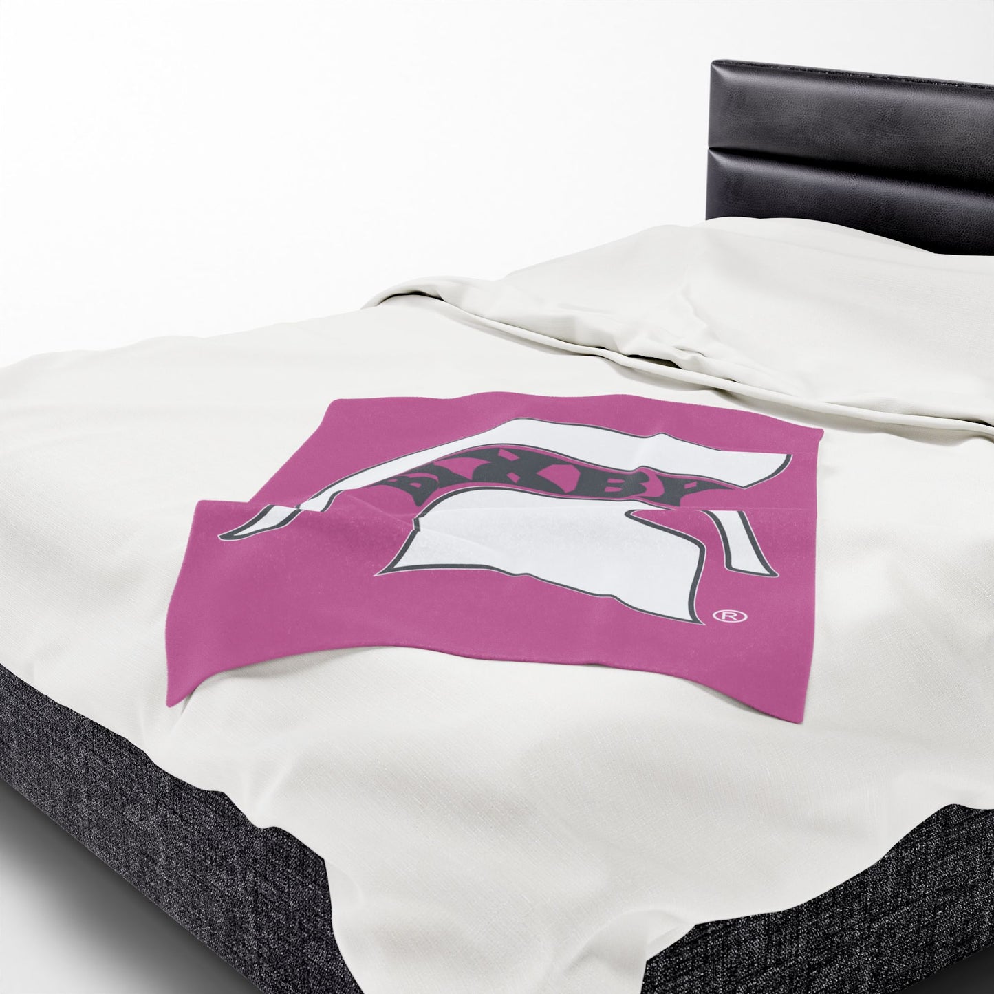 Spartan White Logo Velveteen Plush Pink Blanket