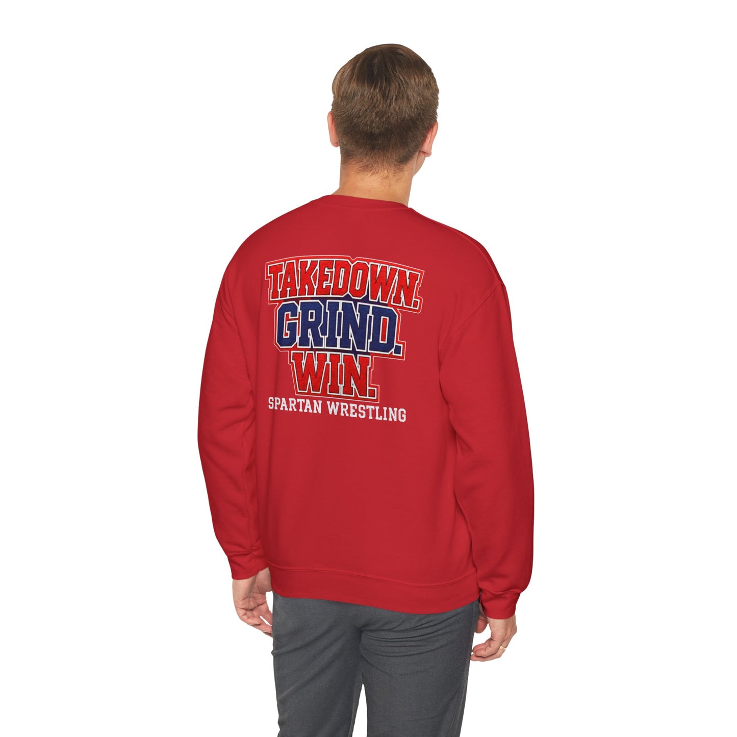 Takedown. Grind. Win Spartan Wresting Gildan Sweatshirt