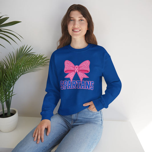 Spartan Pink Bow Cancer Awareness Gildan Sweatshirt