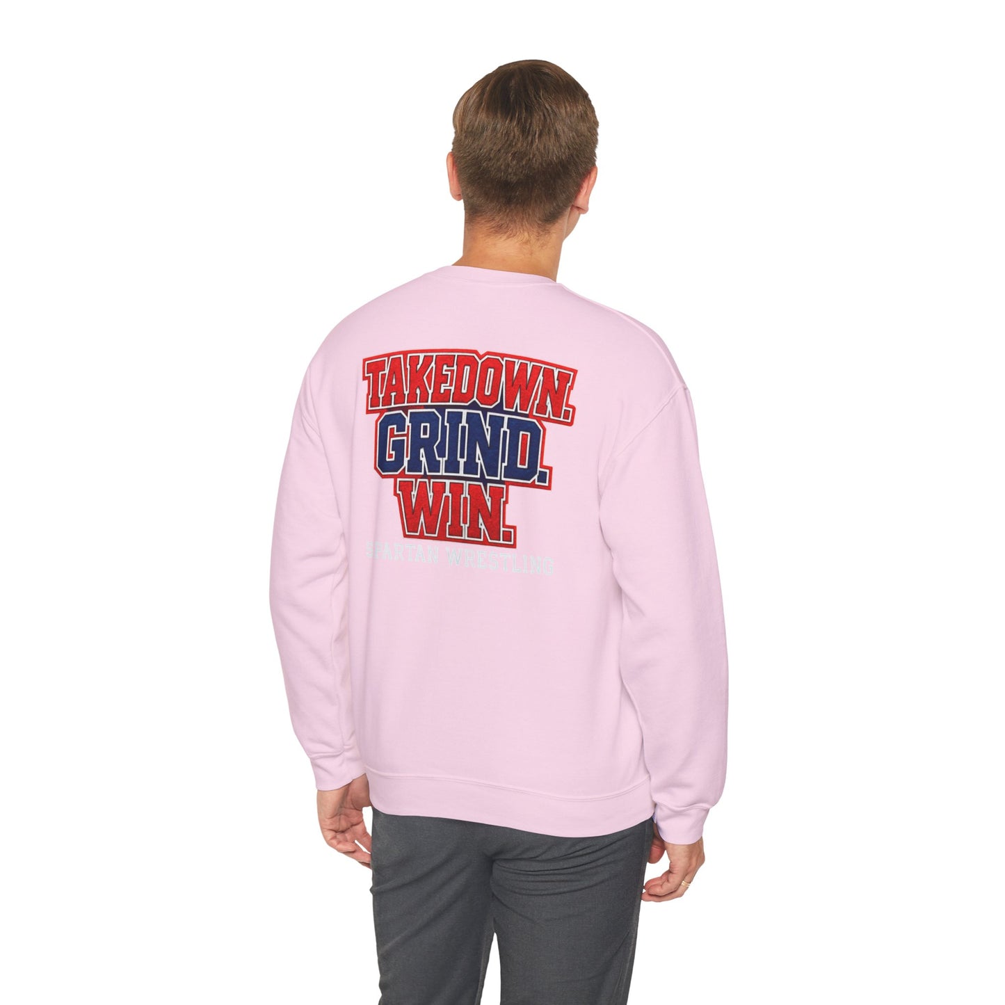 Takedown. Grind. Win Spartan Wresting Gildan Sweatshirt