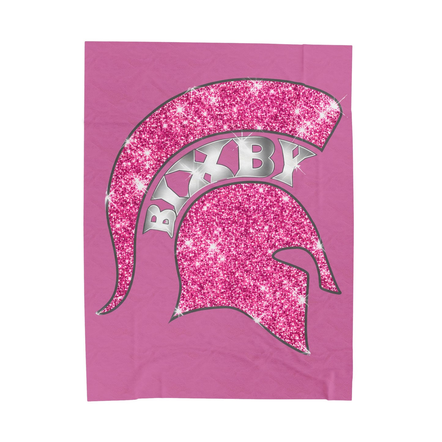 Spartan Pink Bling Logo Velveteen Plush Blanket