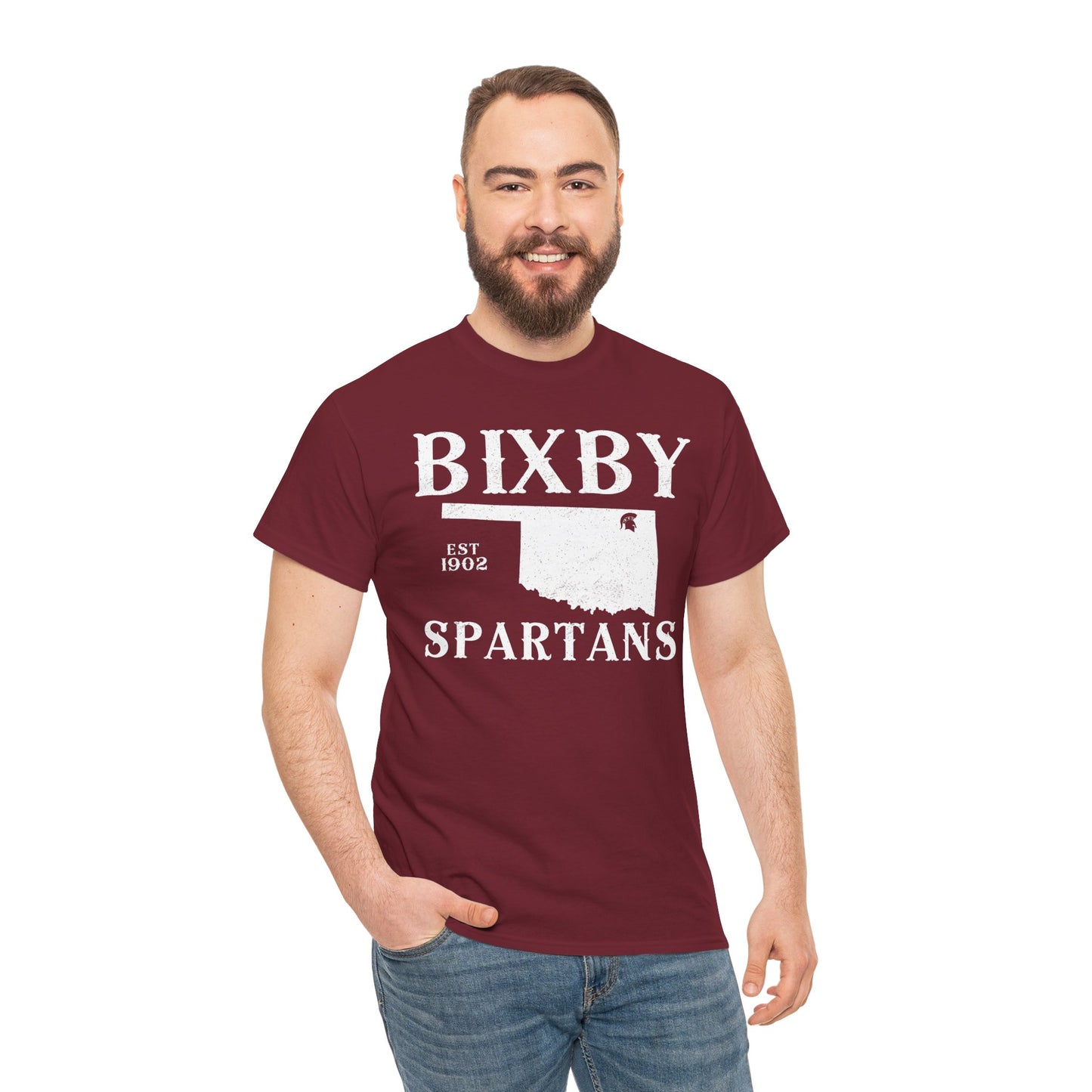 Bixby Oklahoma Spartans Distressed Grunge Effect Gildan Tee