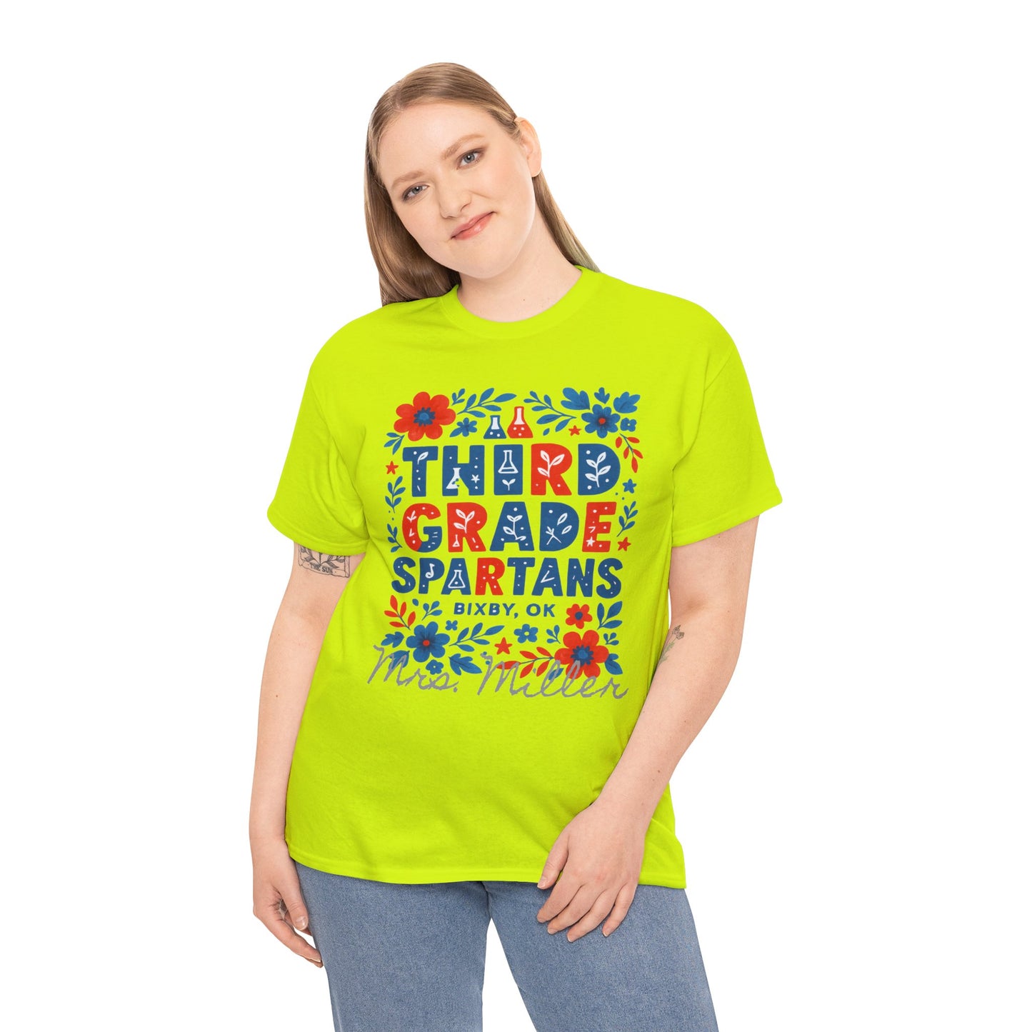 Floral Third Grade Spartan Gildan Tee