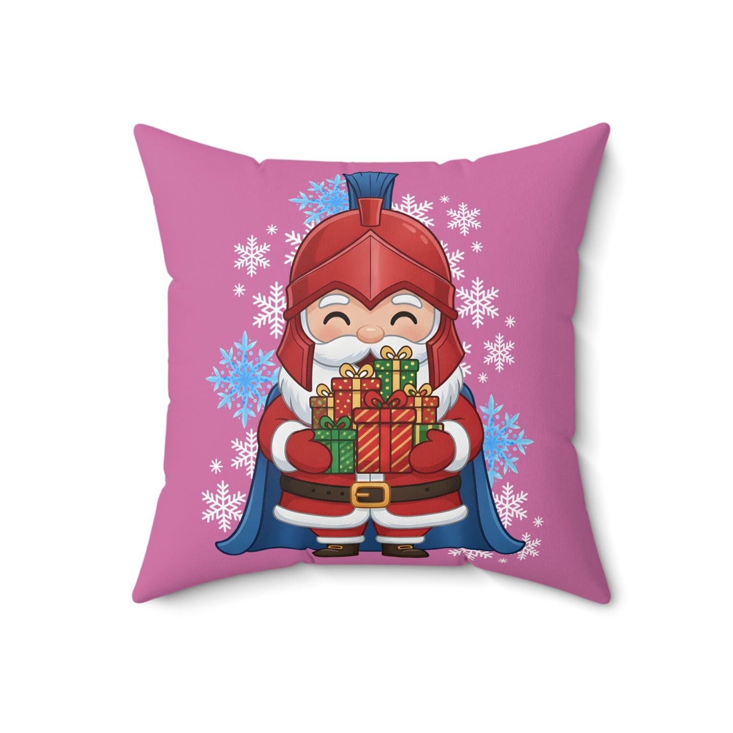 Spartan Santa Pink Christmas Pillow