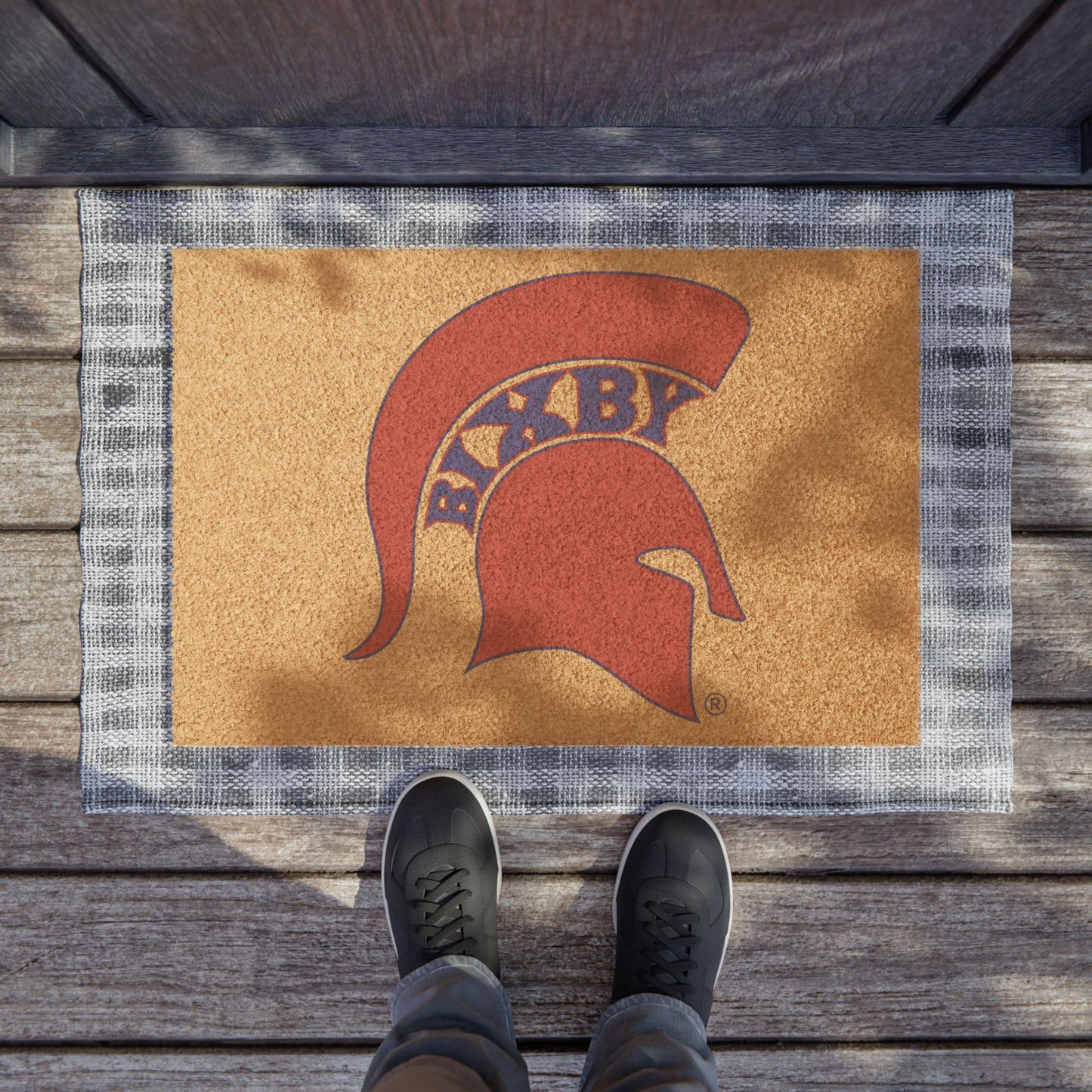 Spartan Red Logo Heavy-Duty Rubber Backed Doormat