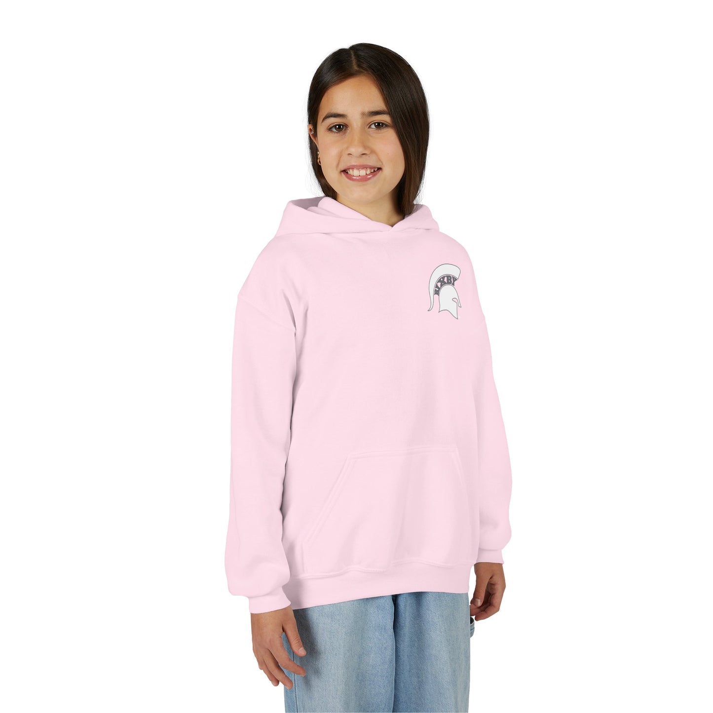 Spartan White Logo Youth Gildan Hoodie