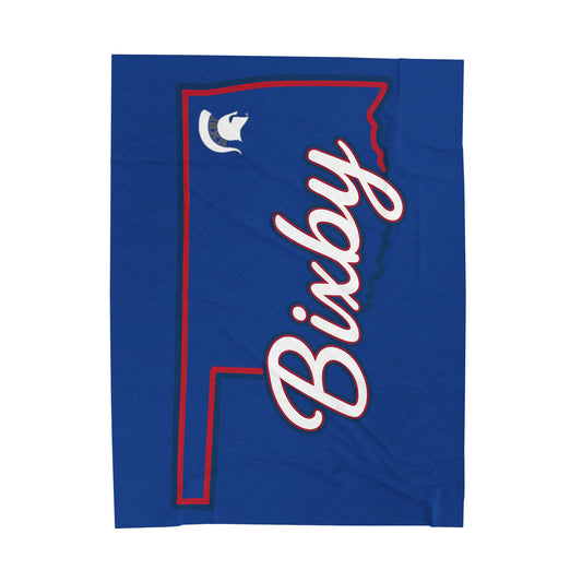 Bixby OK Blue Velveteen Plush Blanket