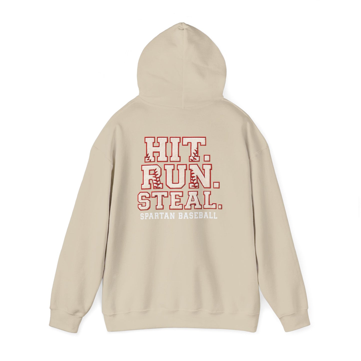 Run. Hit. Steal. Spartan Baseball Gildan Hoodie