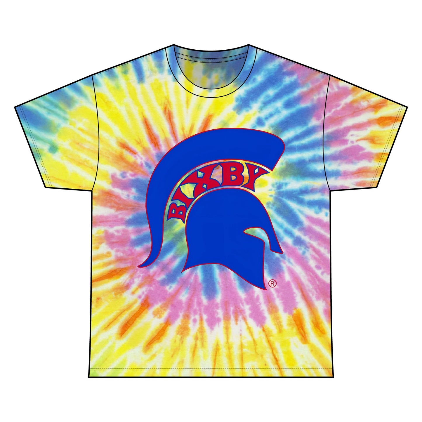 Bixby Spartan Blue Logo Tie-Dye Gildan Tee