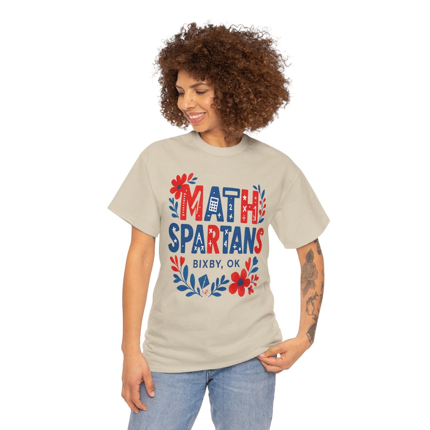 Floral Math Spartan Gildan Tee