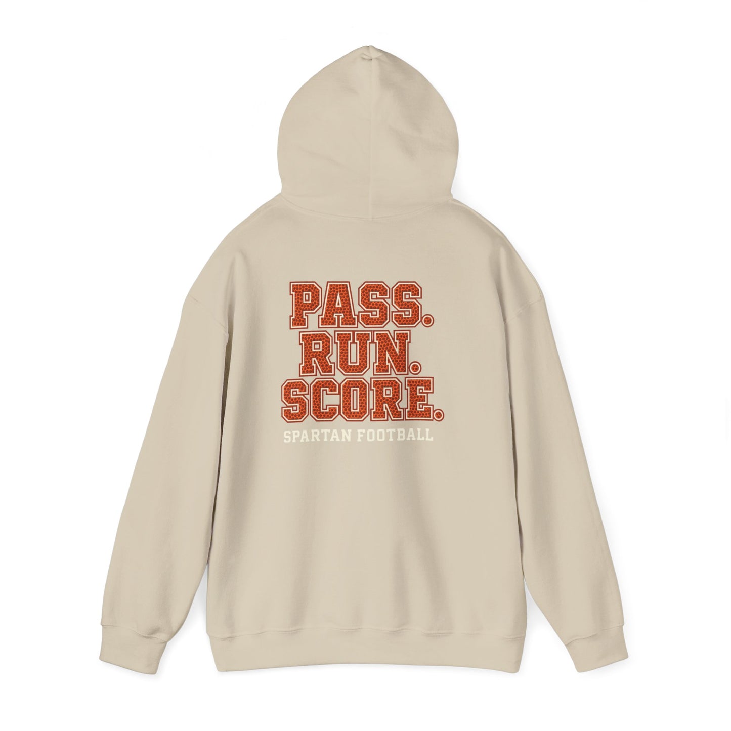 Pass. Run. Score Spartan Football Gildan Hoodie