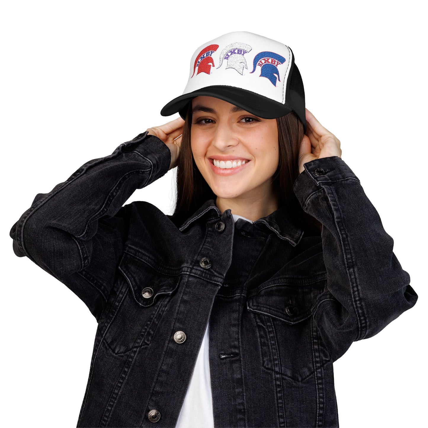 Bixby Spartan Red, White and Blue Embroidered Foam Trucker Hat