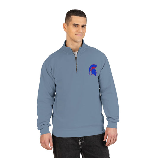 Spartan Blue Helmet Quarter-Zip Comfort Colors Pullover