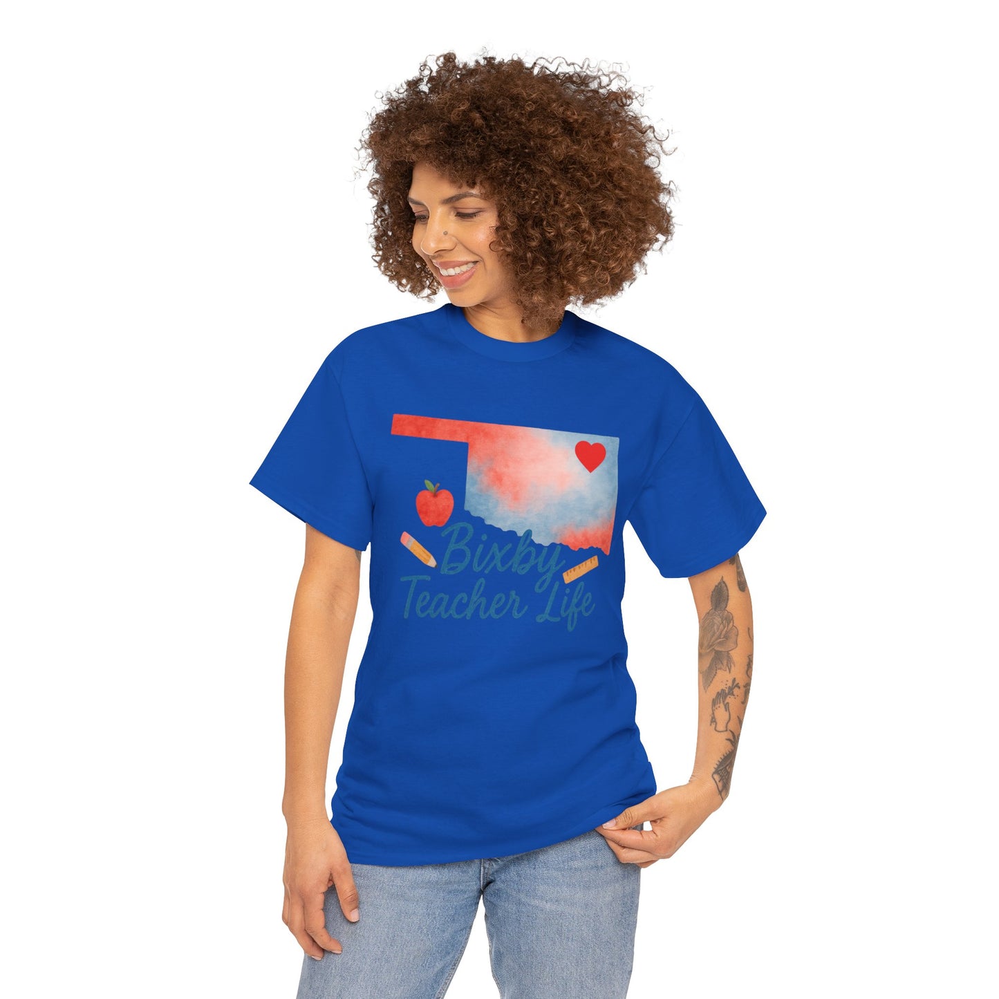 Teacher Life Bixby OK Watercolor Gildan Tee