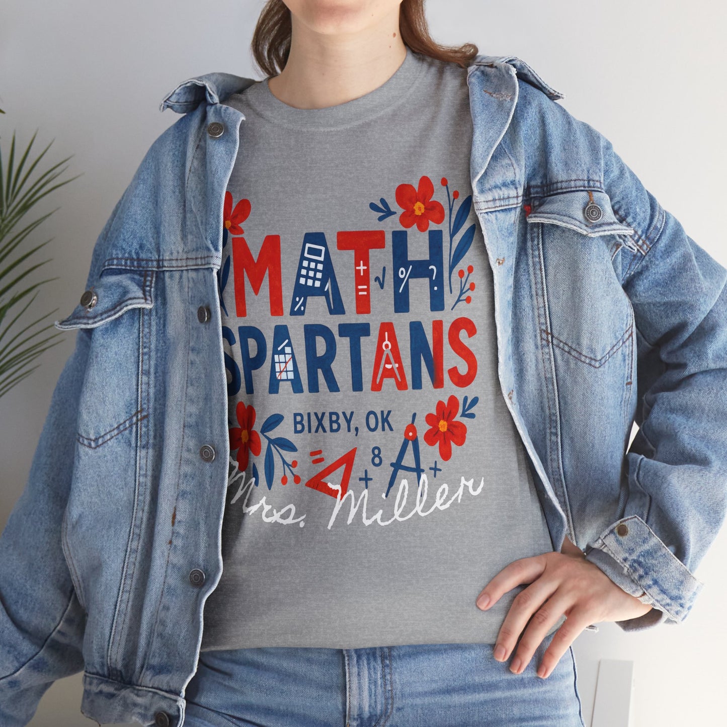 Floral Spartan Math Personalized Gildan Tee