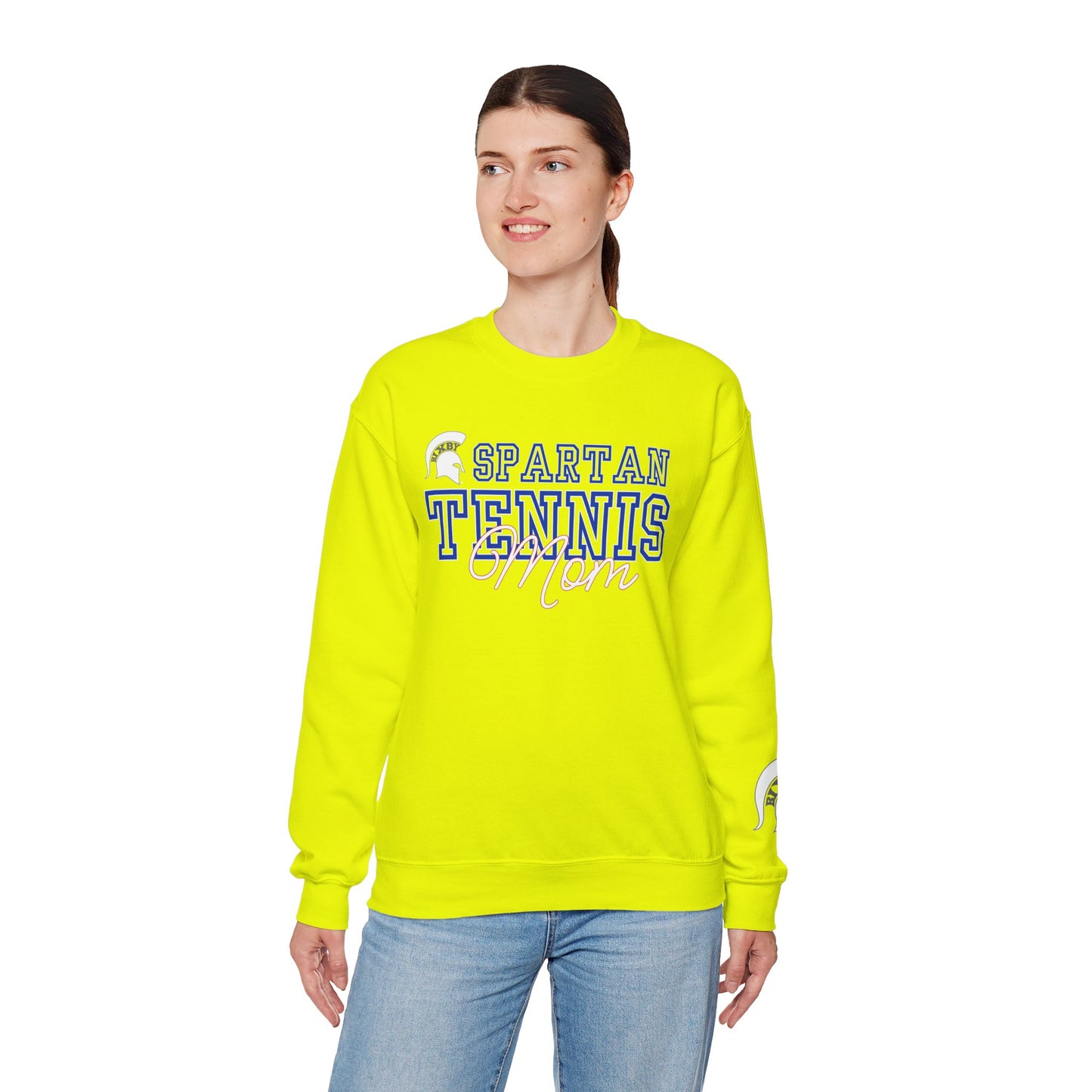 Spartan Tennis Mom Gildan Sweatshirt with Sleeve Print