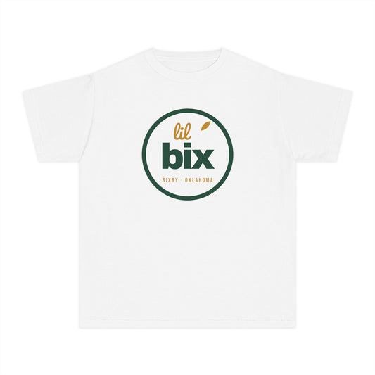 Youth tee printed with Lil Bix Stamp.
