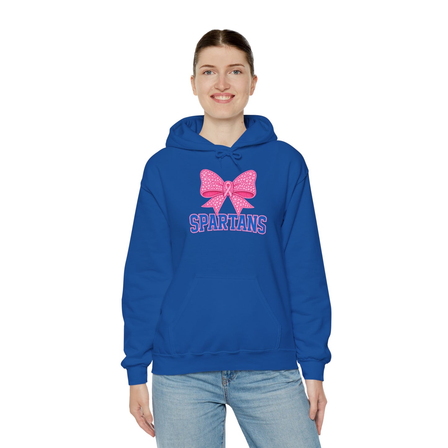 Spartans Pink Bow Breast Cancer Awareness Gildan Hoodie