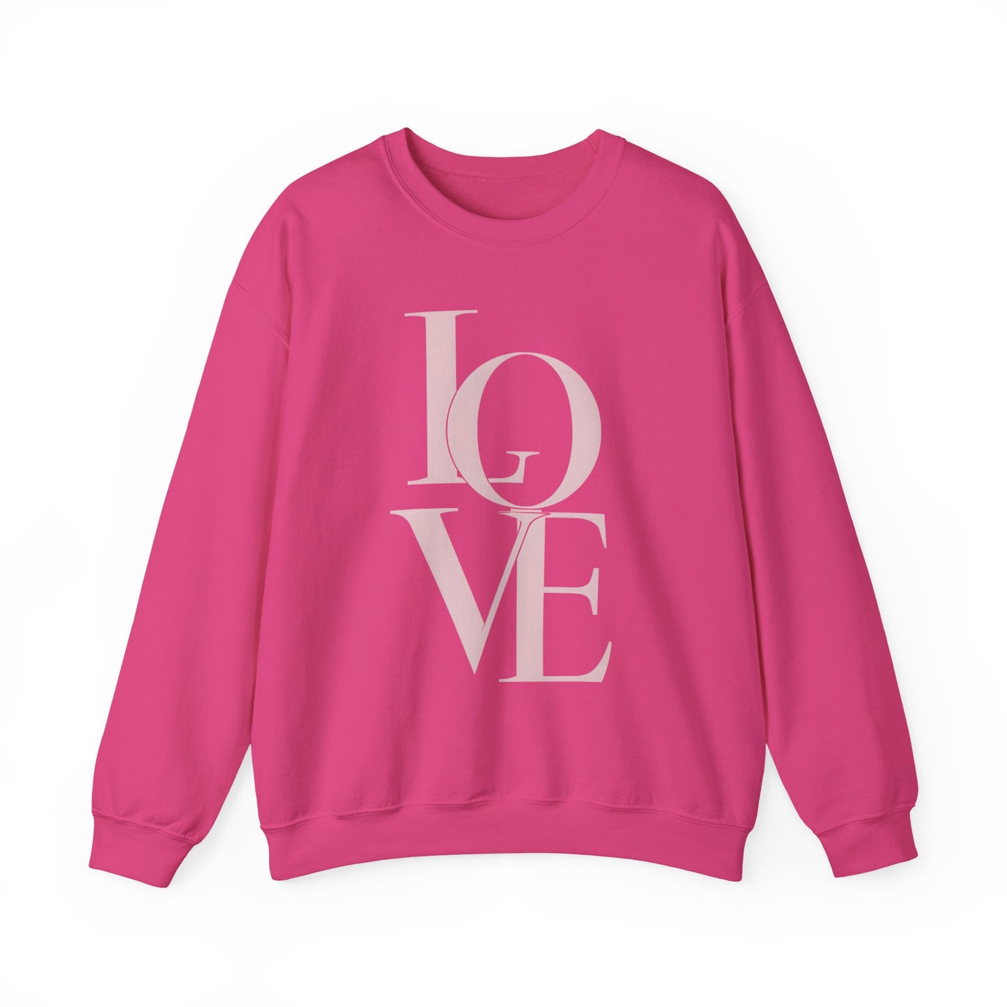 Pink Stacked LOVE Crewneck Sweatshirt | Minimal Valentine Typography