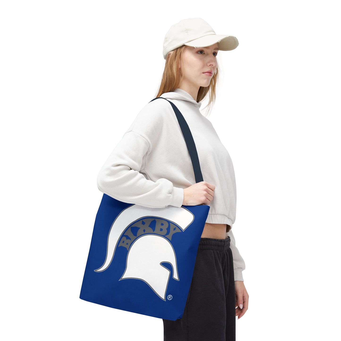 Bixby Spartans White Logo Royal Blue Polyester Tote Bag