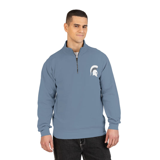 Spartan White Helmet Quarter-Zip Comfort Colors Pullover