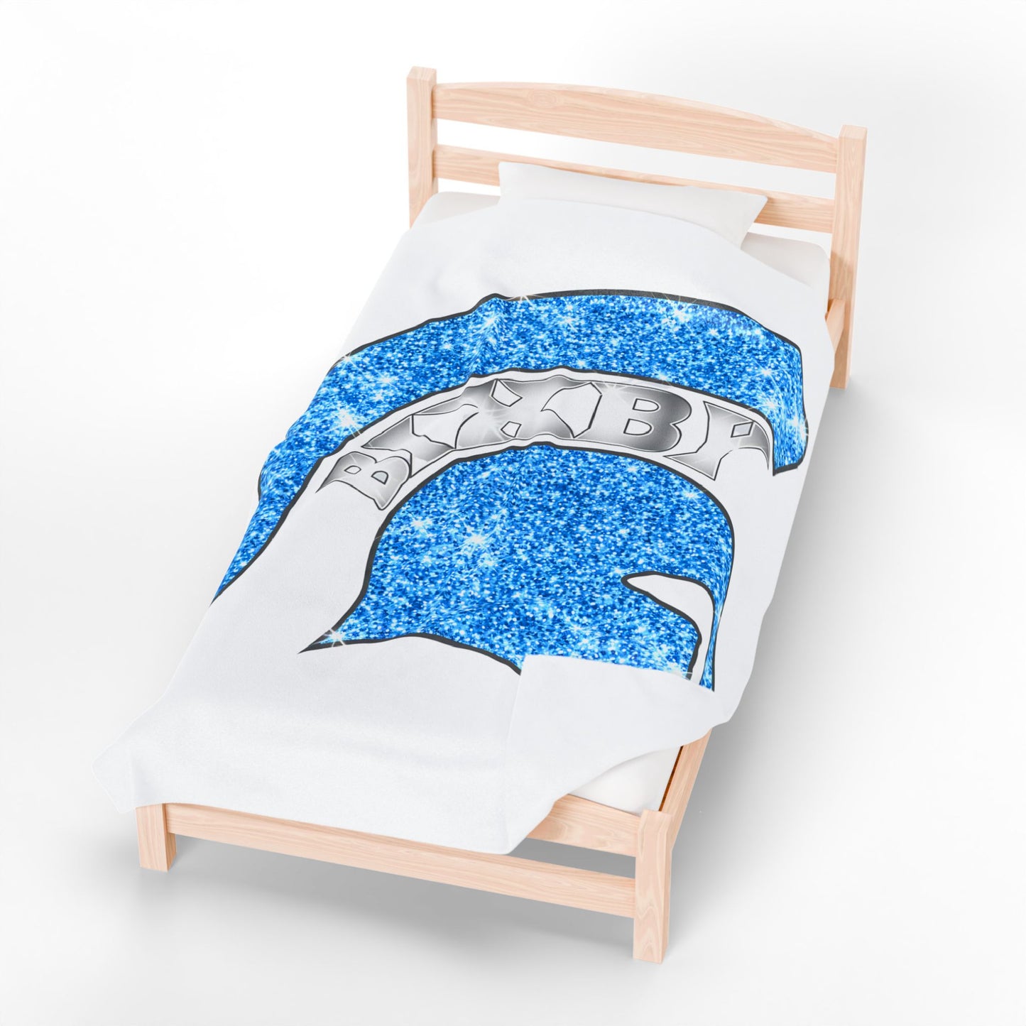 Spartan Blue Bling Logo Velveteen Plush Blanket