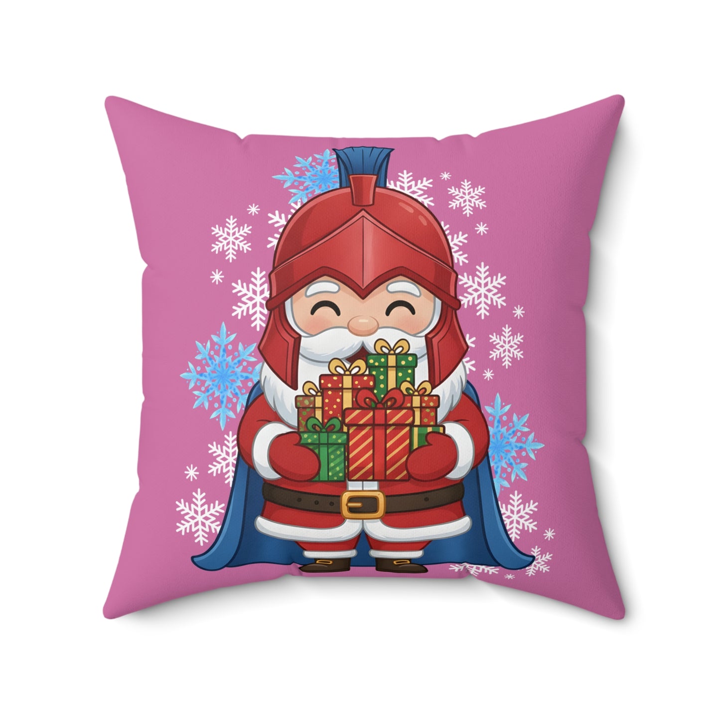 Spartan Santa Pink Christmas Pillow