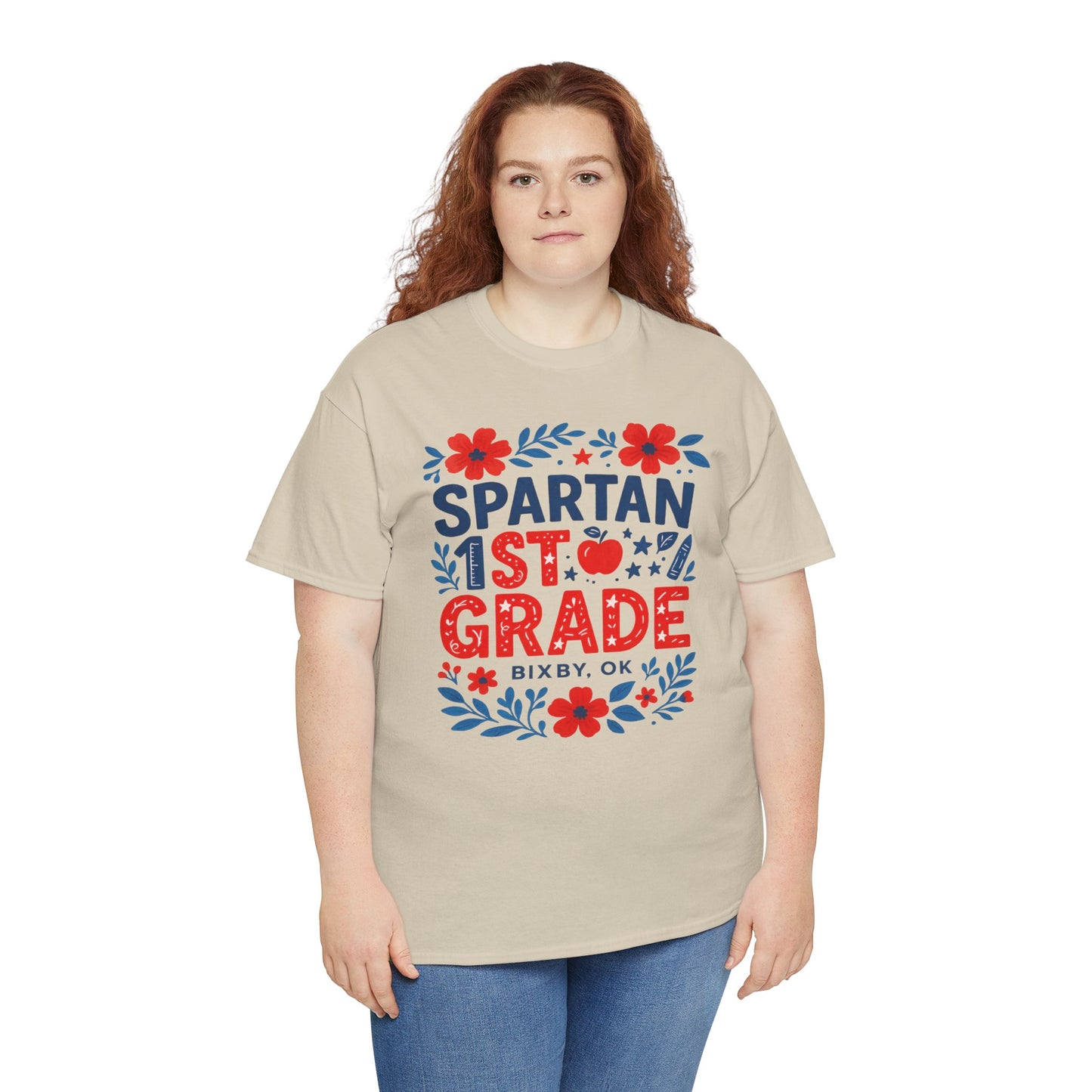 Floral First Grade Spartan Gildan Tee