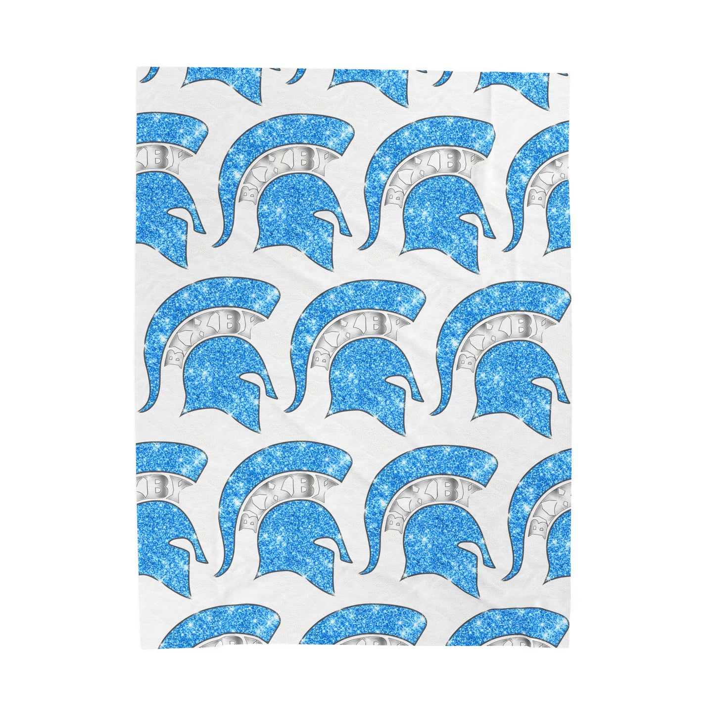 Spartan Blue Bling Logo Velveteen Plush Blanket